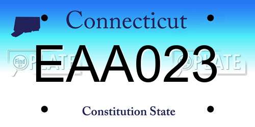 EAA023 Connecticut License Plate