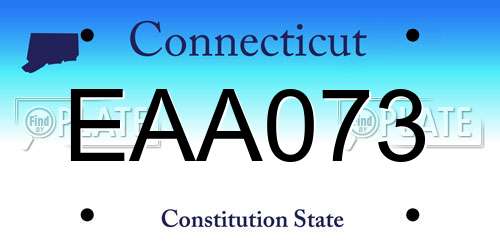 EAA073 Connecticut License Plate