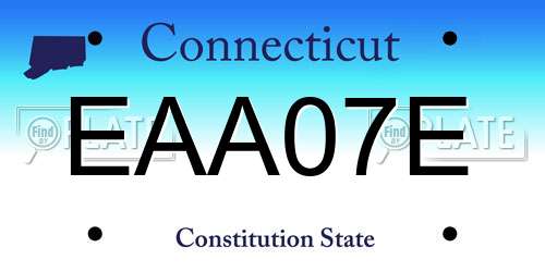 EAA07E Connecticut License Plate