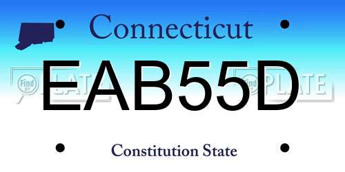 EAB55D Connecticut License Plate