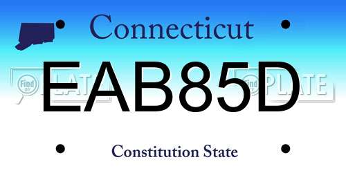 EAB85D Connecticut License Plate