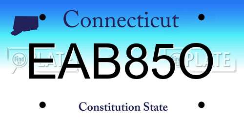EAB85O Connecticut License Plate
