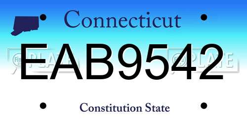 EAB9542 Connecticut License Plate