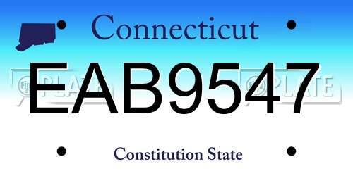 EAB9547 Connecticut License Plate