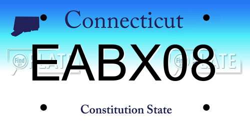 EABX08 Connecticut License Plate
