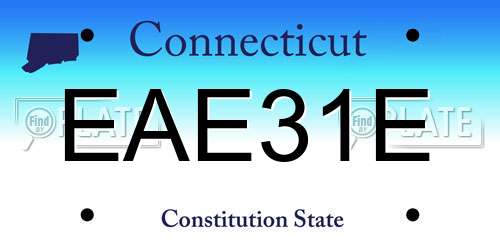 EAE31E Connecticut License Plate