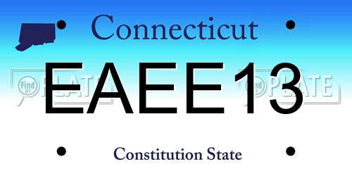 EAEE13 Connecticut License Plate