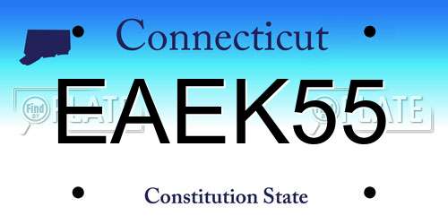 EAEK55 Connecticut License Plate