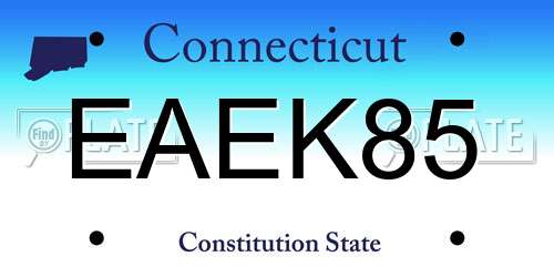 EAEK85 Connecticut License Plate