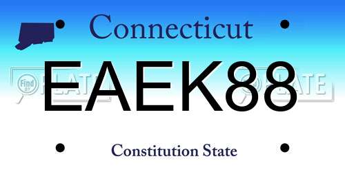 EAEK88 Connecticut License Plate