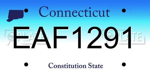 EAF1291 Connecticut License Plate