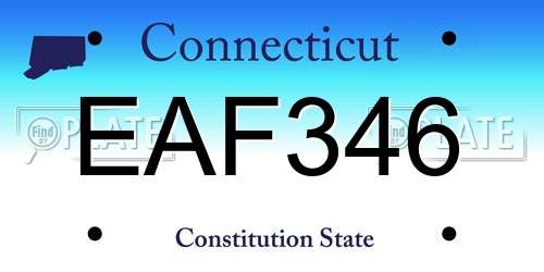 EAF346 Connecticut License Plate