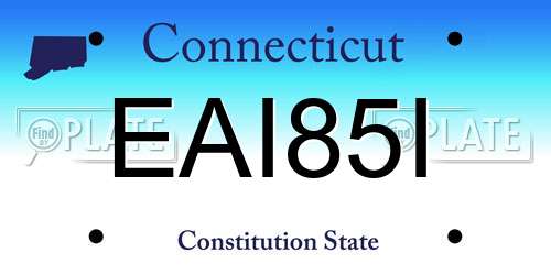 EAI85I Connecticut License Plate
