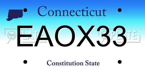 EAOX33 Connecticut License Plate