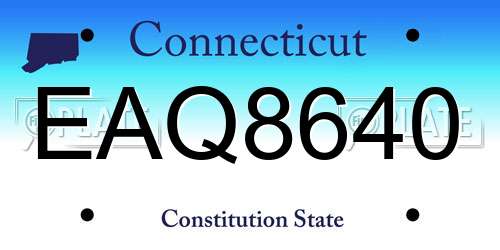 EAQ8640 Connecticut License Plate