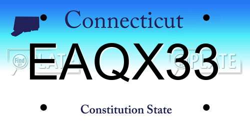 EAQX33 Connecticut License Plate