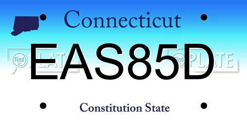 EAS85D Connecticut License Plate