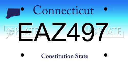 EAZ497 Connecticut License Plate