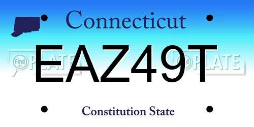 EAZ49T Connecticut License Plate