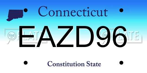 EAZD96 Connecticut License Plate