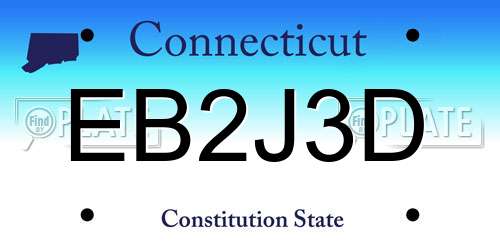EB2J3D Connecticut License Plate