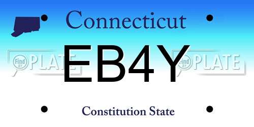 EB4Y Connecticut License Plate