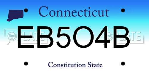 EB5O4B Connecticut License Plate