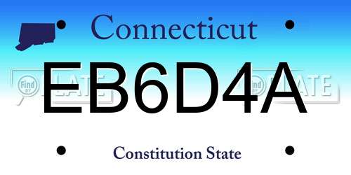 EB6D4A Connecticut License Plate