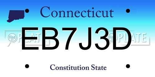 EB7J3D Connecticut License Plate