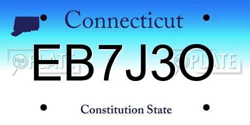 EB7J3O Connecticut License Plate