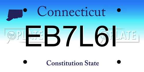 EB7L6I Connecticut License Plate