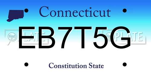 EB7T5G Connecticut License Plate
