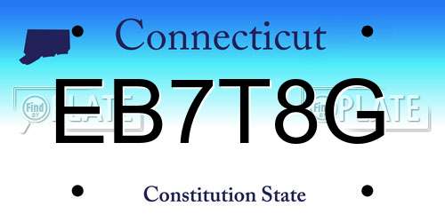 EB7T8G Connecticut License Plate