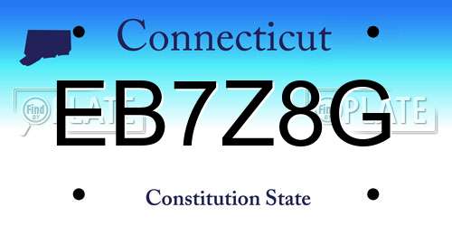 EB7Z8G Connecticut License Plate