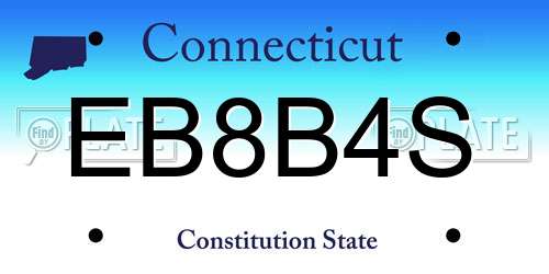 EB8B4S Connecticut License Plate
