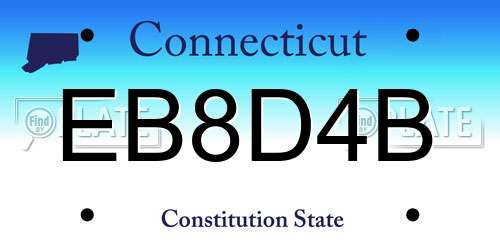 EB8D4B Connecticut License Plate