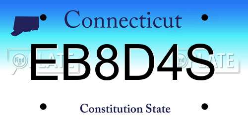 EB8D4S Connecticut License Plate