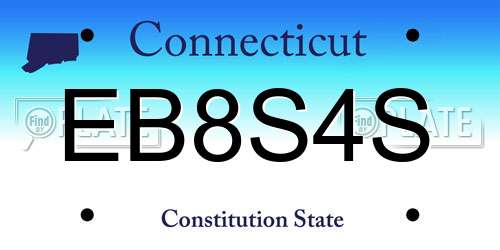 EB8S4S Connecticut License Plate
