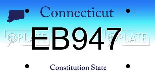 EB947 Connecticut License Plate
