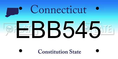 EBB545 Connecticut License Plate