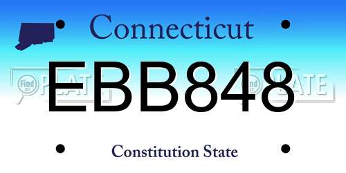 EBB848 Connecticut License Plate