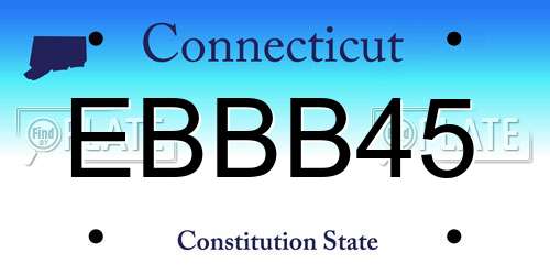 EBBB45 Connecticut License Plate