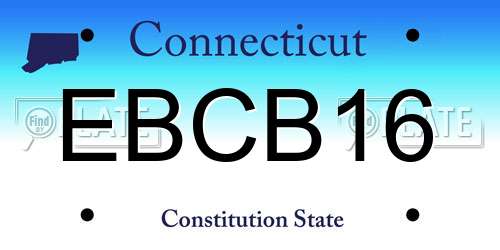 EBCB16 Connecticut License Plate