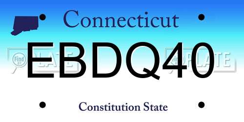EBDQ40 Connecticut License Plate