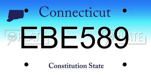 EBE589 Connecticut License Plate