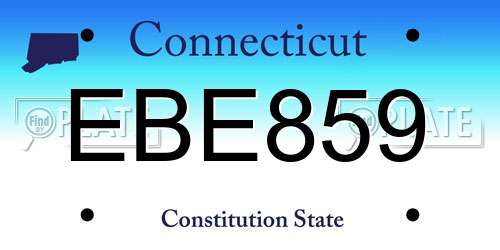EBE859 Connecticut License Plate