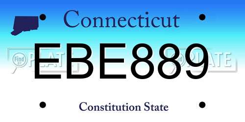 EBE889 Connecticut License Plate