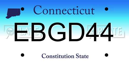 EBGD44 Connecticut License Plate