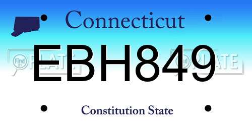 EBH849 Connecticut License Plate