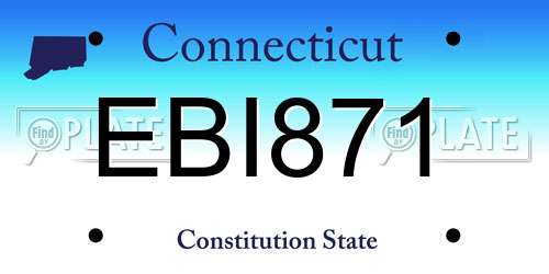 EBI871 Connecticut License Plate